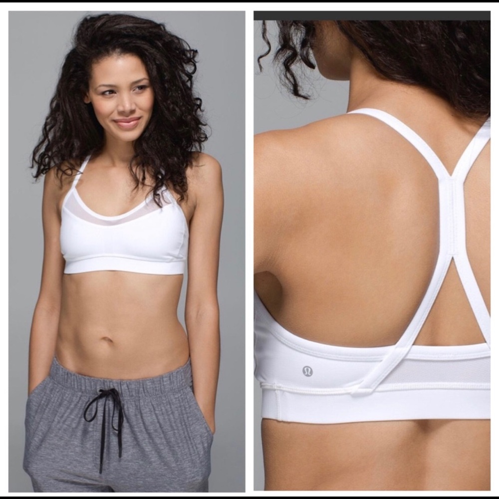 lululemon / white mesh all you need sports bra